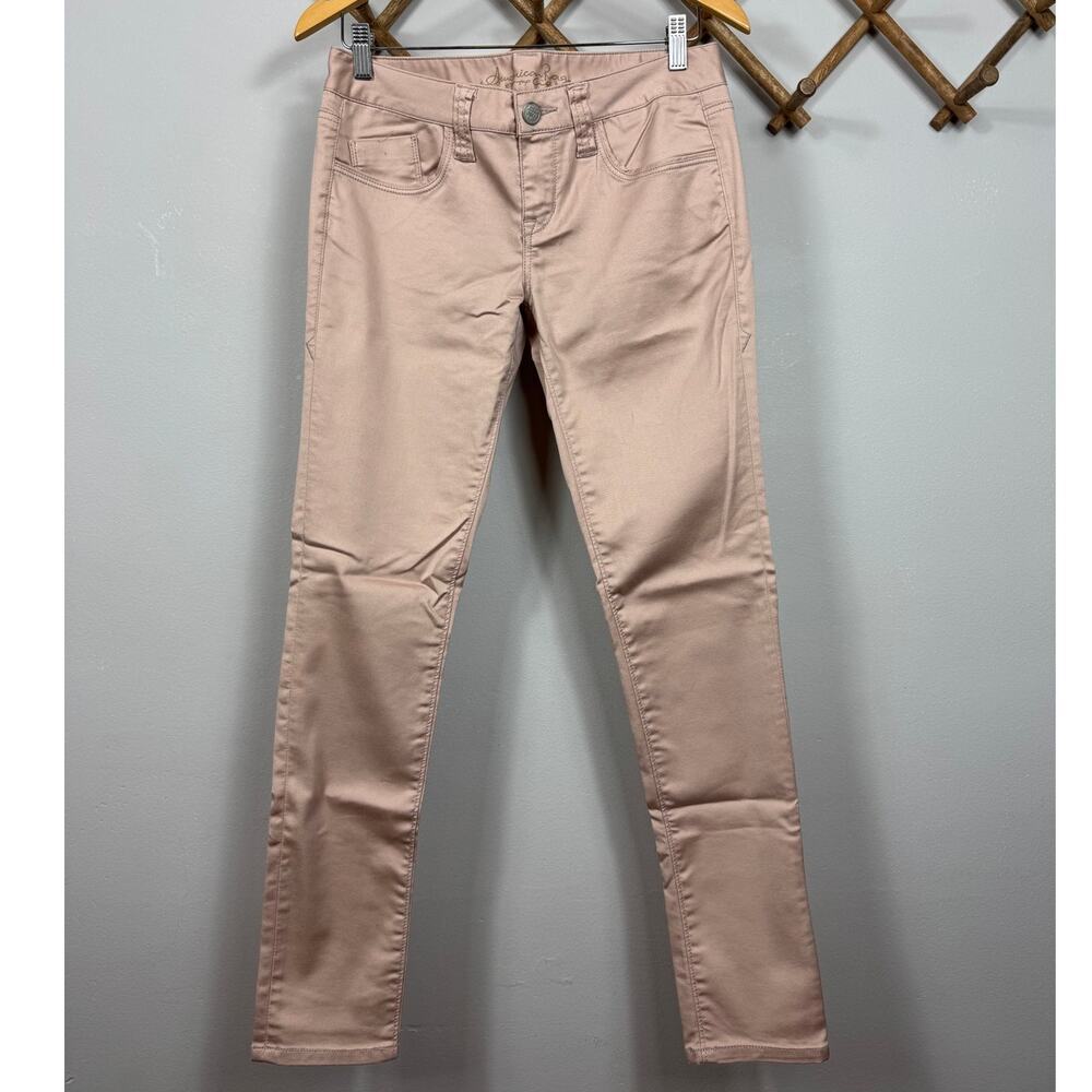 American Rag Cie Jeans Skinny Leg Mid Rise Stretch in Peach/Pink Size 7-R